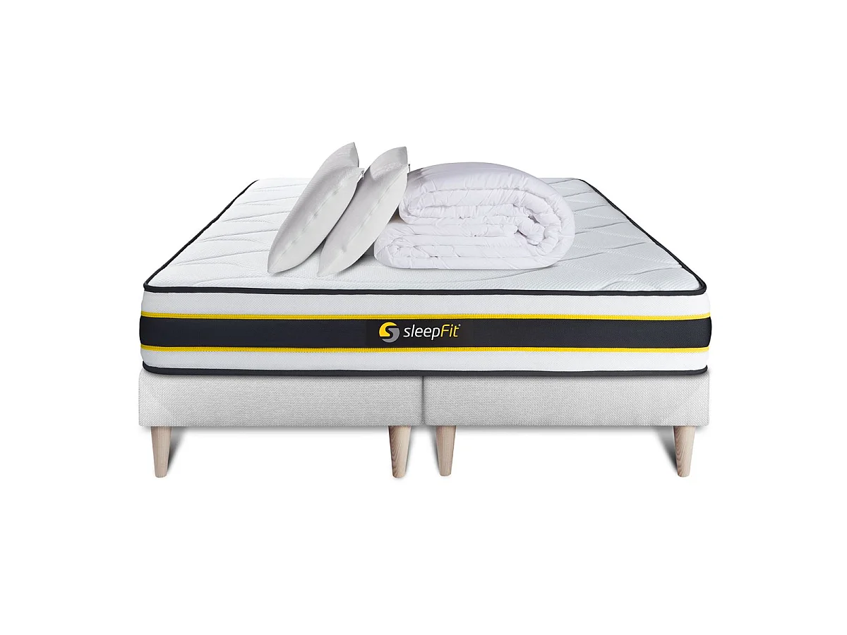 Pack matelas FLEXY 180x200 + double sommiers blanc 90x200 + Couette + 2 oreillers