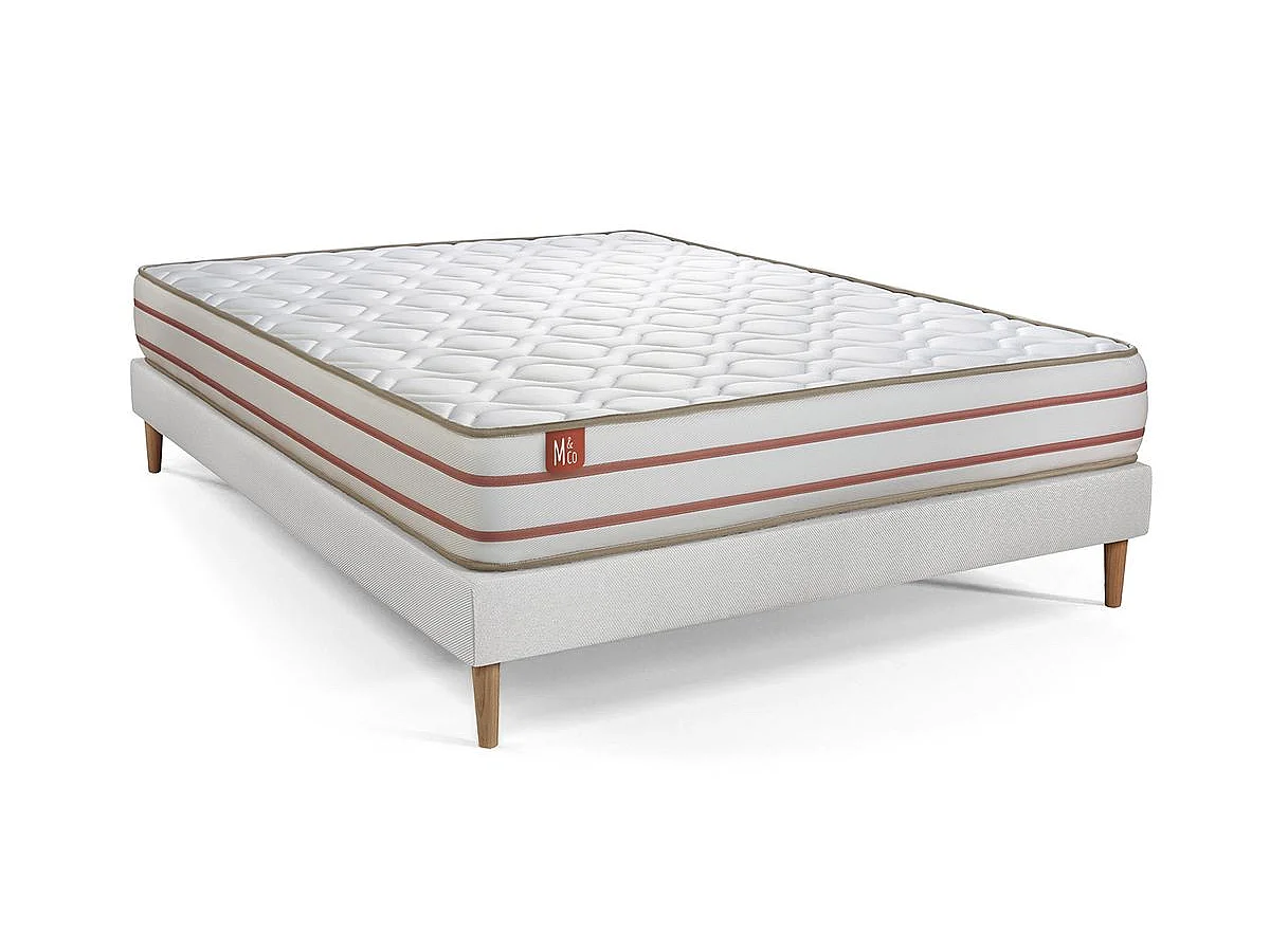 Pack prêt à dormir matelas LE DOUX 140x190cm Mémoire de forme - Ep. 24cm + sommier Blanc + 2 oreillers + couette 240x220cm