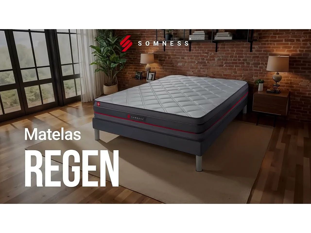 Pack matelas REGEN 140x200 + sommier blanc + Couette + 2 oreillers