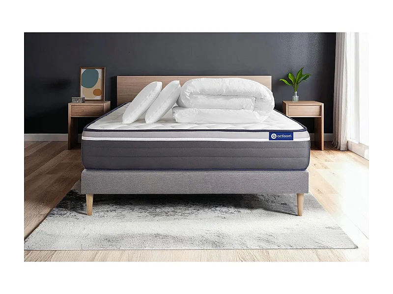 Compleet bedpakket - Matras 200x200 cm + Lattenbodem (set) + 2 kussens + Dekbed - ActiMemo Plus