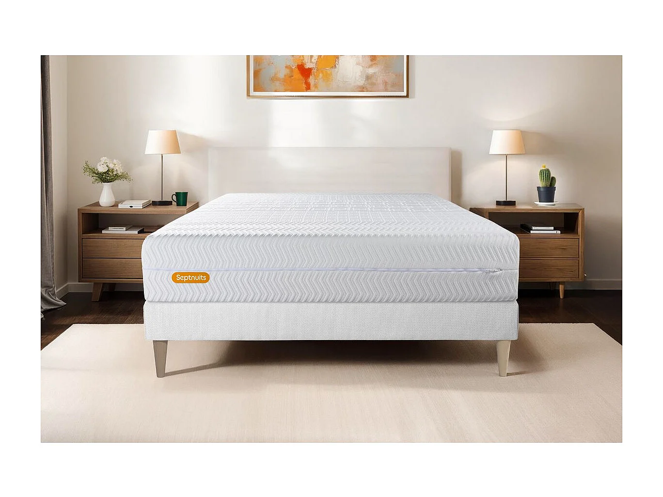 Matelas + sommier kit blanc 90x190 Memo Bio Mousse à mémoire de forme Maxi épaisseur Déhoussable