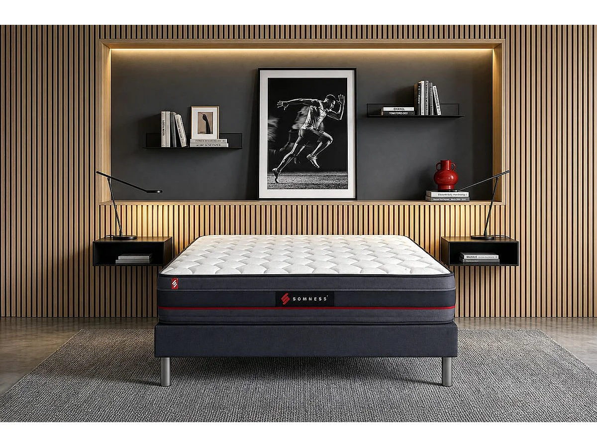 Ensemble 180x200 matelas REGEN à mémoire de forme + sommier kit noir
