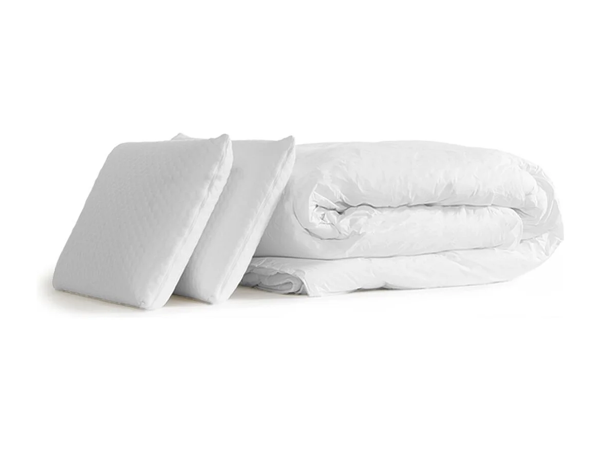 Pack BIOCARE 180x200 Mousse à mémoire de forme BIO 5 zones Maxi épaisseur + Couette + 2 oreillers