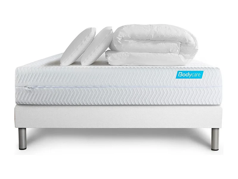 Pack BIOCARE 180x200 Mousse à mémoire de forme BIO 5 zones Maxi épaisseur + Couette + 2 oreillers