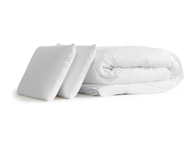 Pack 180x200 matelas BodyMax + sommier kit gris + Couette 260x240cm + 2 oreillers 60x40cm