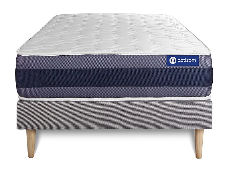 Ensemble matelas Ressorts ensachés+Mémoire de forme ACTIFLEX MORPHO 90x200 Maxi épaisseur 5zones confort + sommier KIT gris