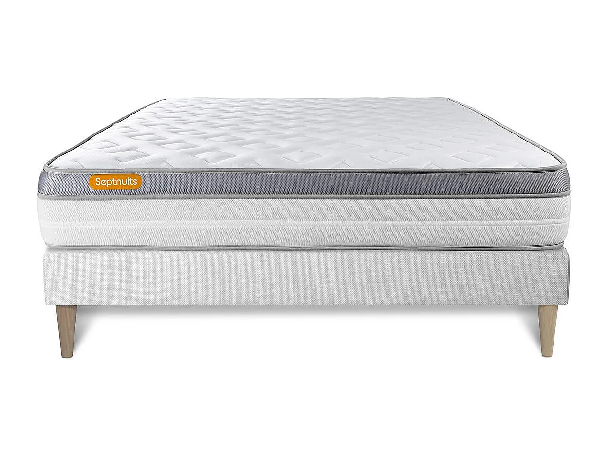 Matelas + sommier kit blanc 140x200 Memo Zen Mousse à mémoire de forme MAXI épaisseur