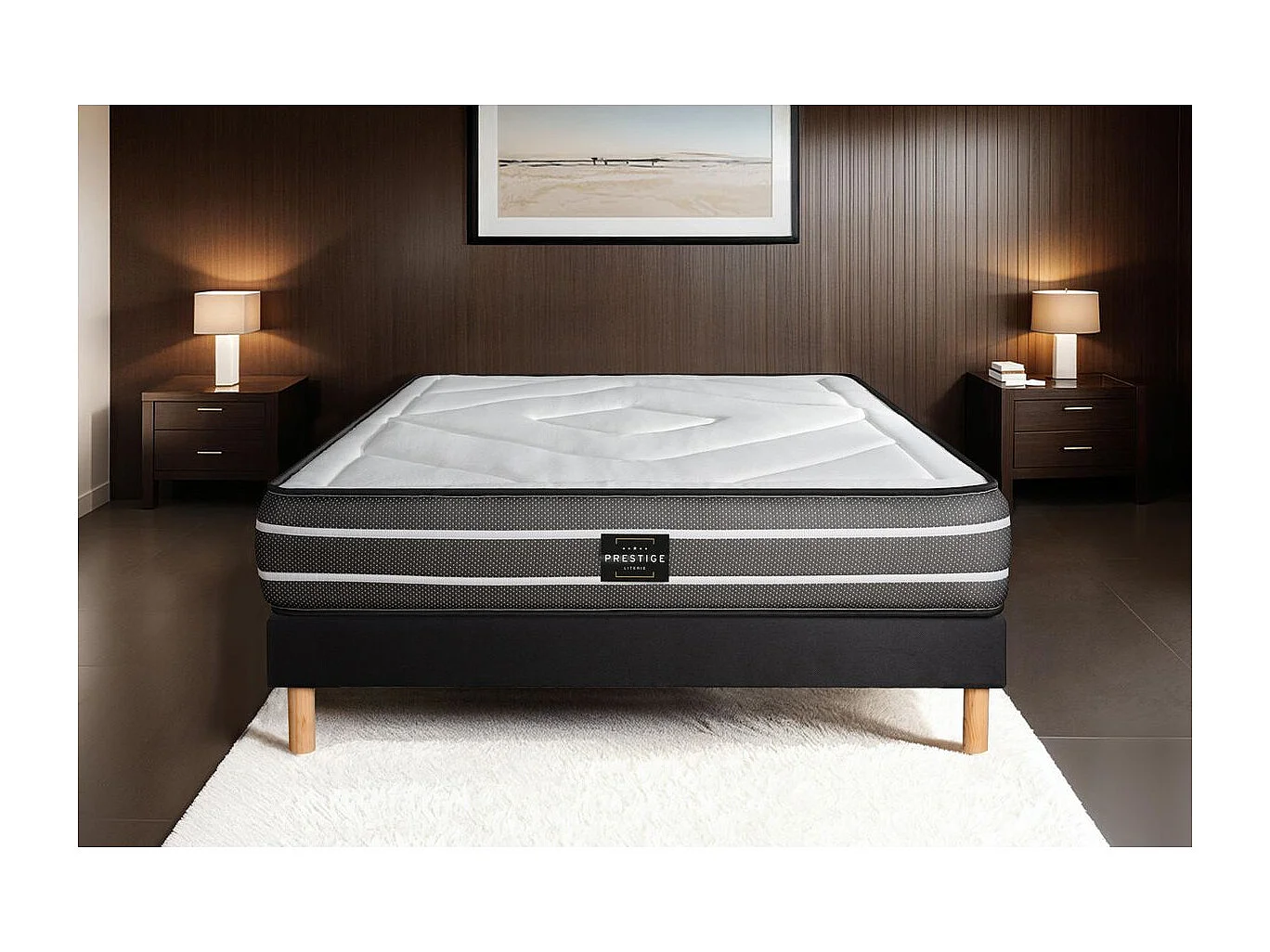 Ensemble Exclusive 90 x 200 cm sommier noir