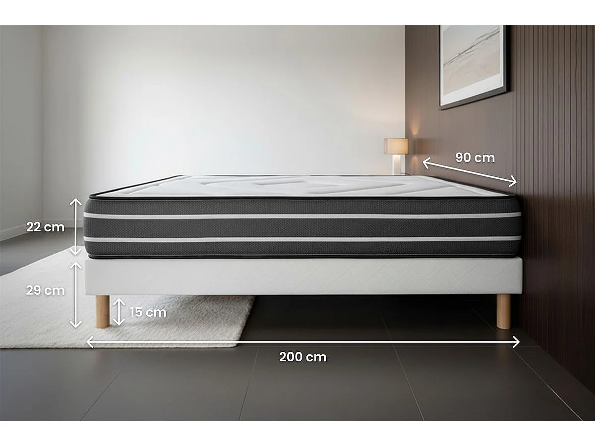 Ensemble Exclusive 90 x 200 cm sommier noir
