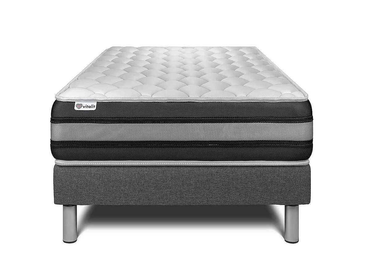 Matratzenset VITAL SPRING ZEN 90 x 190 cm Bettrahmen Kit grau