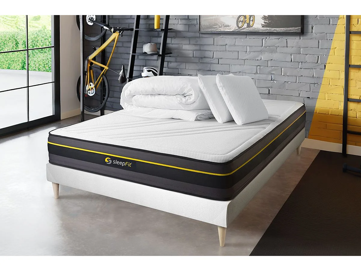 Compleet bedpakket - Matras 160x200 cm + Lattenbodem (set) + 2 kussens + Dekbed - Actief