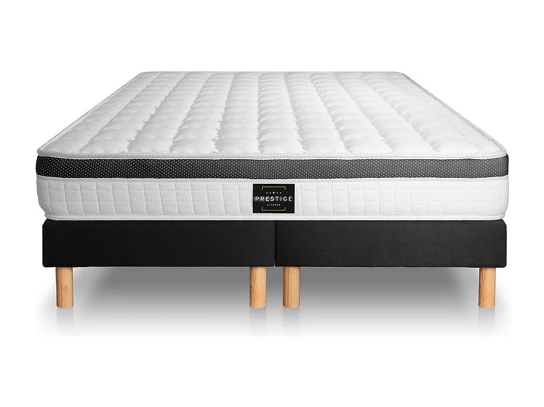 Ensemble Supérieur 200x200 Mémoire de forme 3 zones double sommier noir