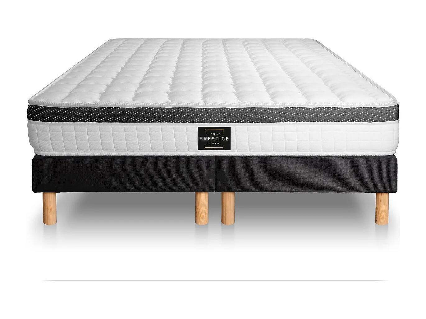 Ensemble Supérieur 200x200 Mémoire de forme 3 zones double sommier noir