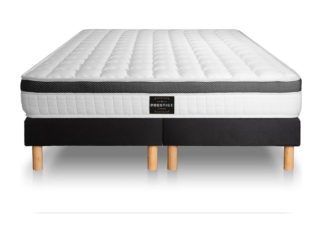 Ensemble Supérieur 200x200 Mémoire de forme 3 zones double sommier noir