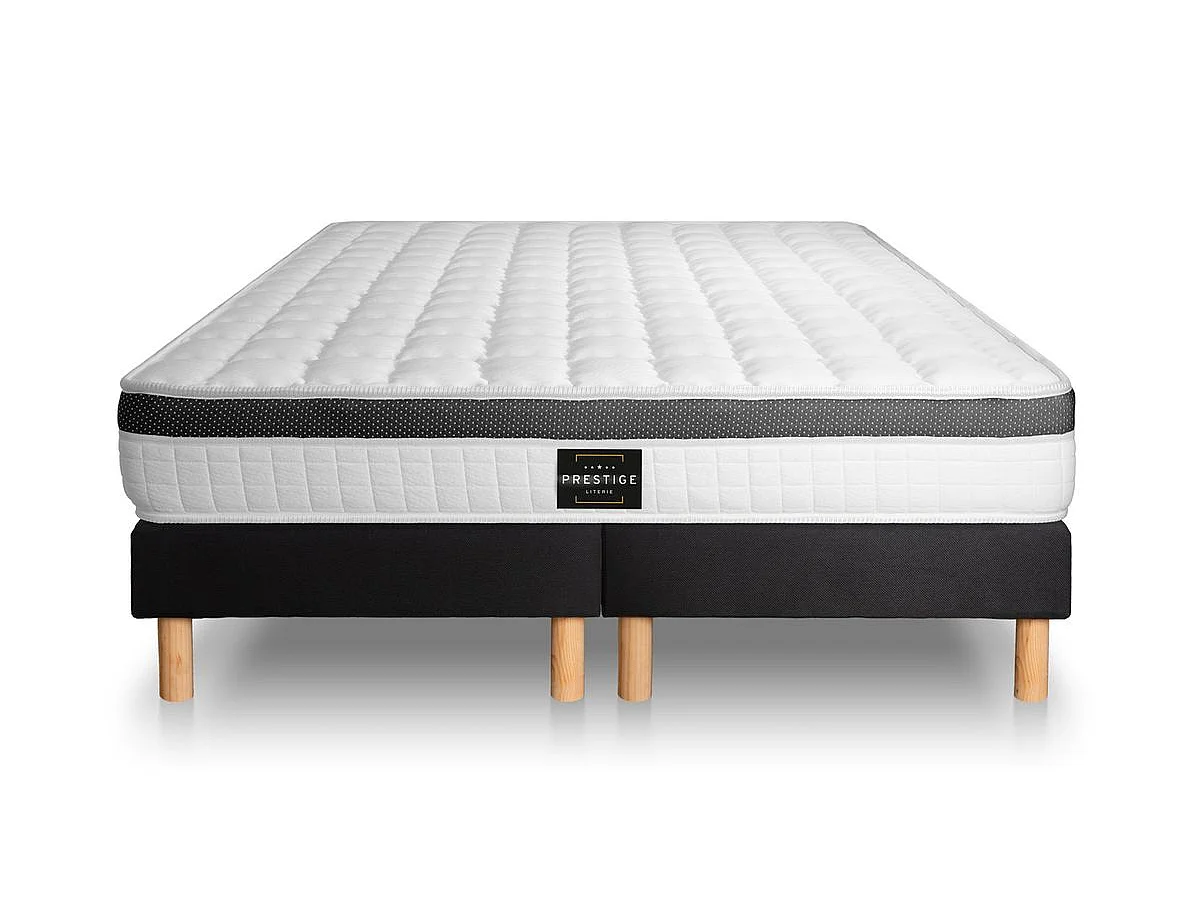 Ensemble Supérieur 200x200 Mémoire de forme 3 zones double sommier noir