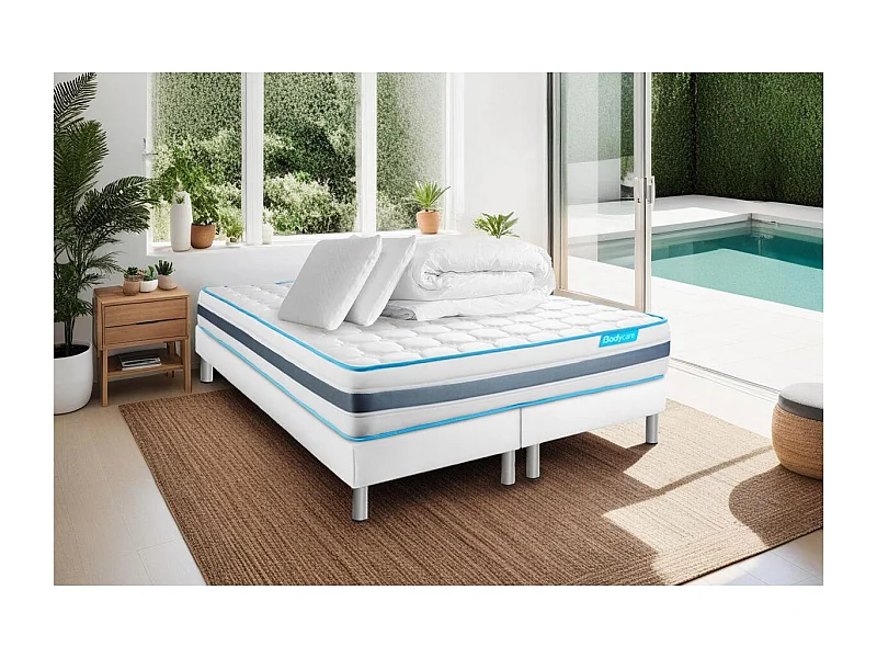Pack BODYZONE 180x200 Ressorts ensachés 3 zones Ultra épaisseur + Couette + 2 oreillers