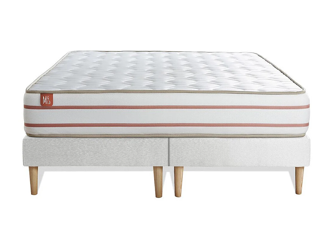Pack prêt à dormir matelas LE DOUX 160x200cm Mémoire de forme - Ep. 24cm + double sommiers Blanc + 2 oreillers +couette