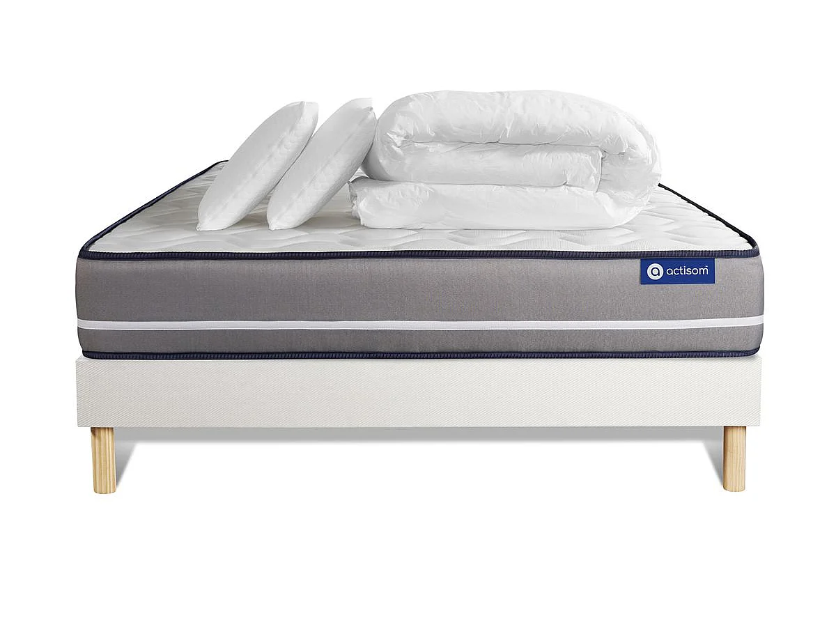 Compleet bedpakket - Matras 180x200 cm + Lattenbodem (kit) + 2 kussens + Dekbed - Actimemo Pur
