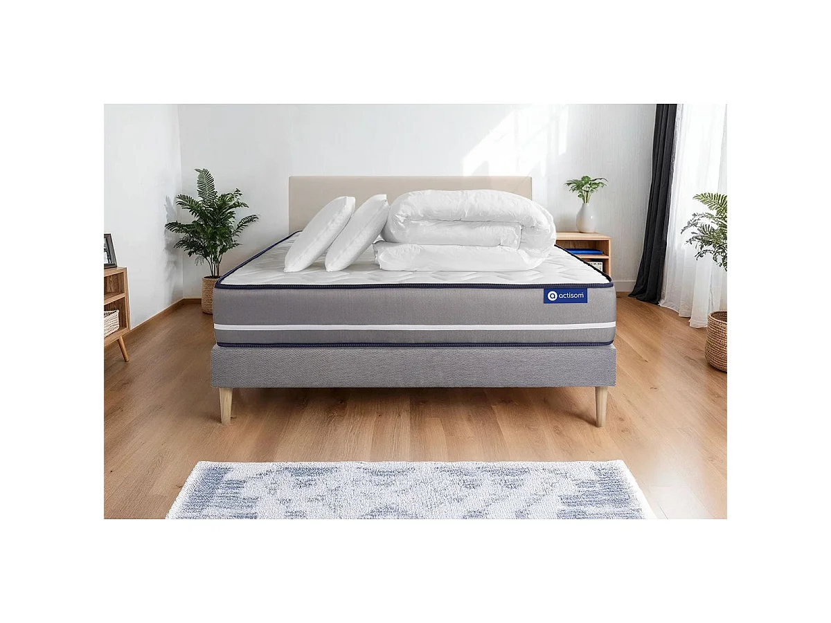 Compleet bedpakket - Matras 180x200 cm + Lattenbodem (kit) + 2 kussens + Dekbed - Actiflex Pur