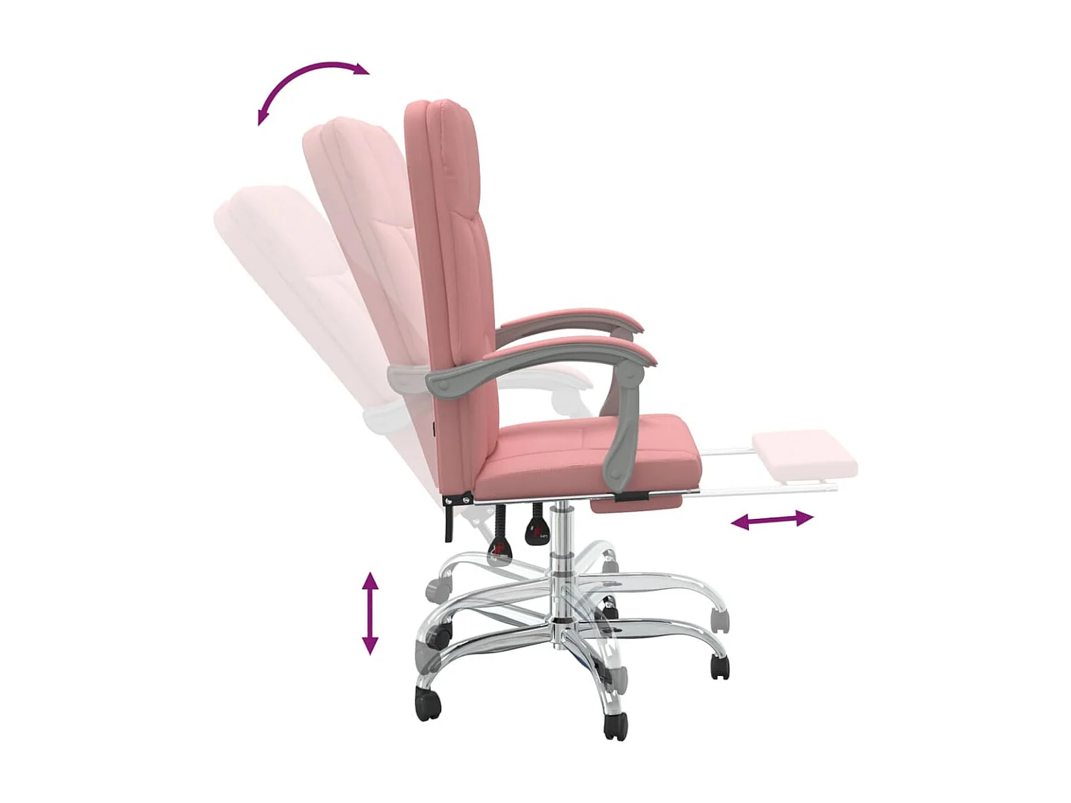 Fauteuil inclinable de bureau Rose Similicuir