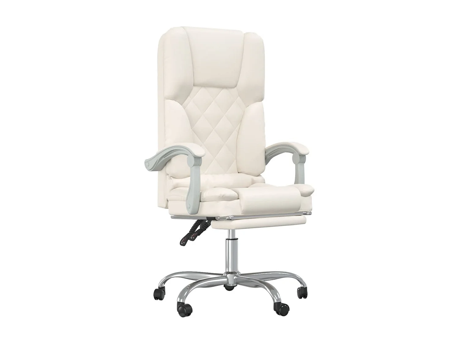 Fauteuil de massage inclinable de bureau Crème Similicuir