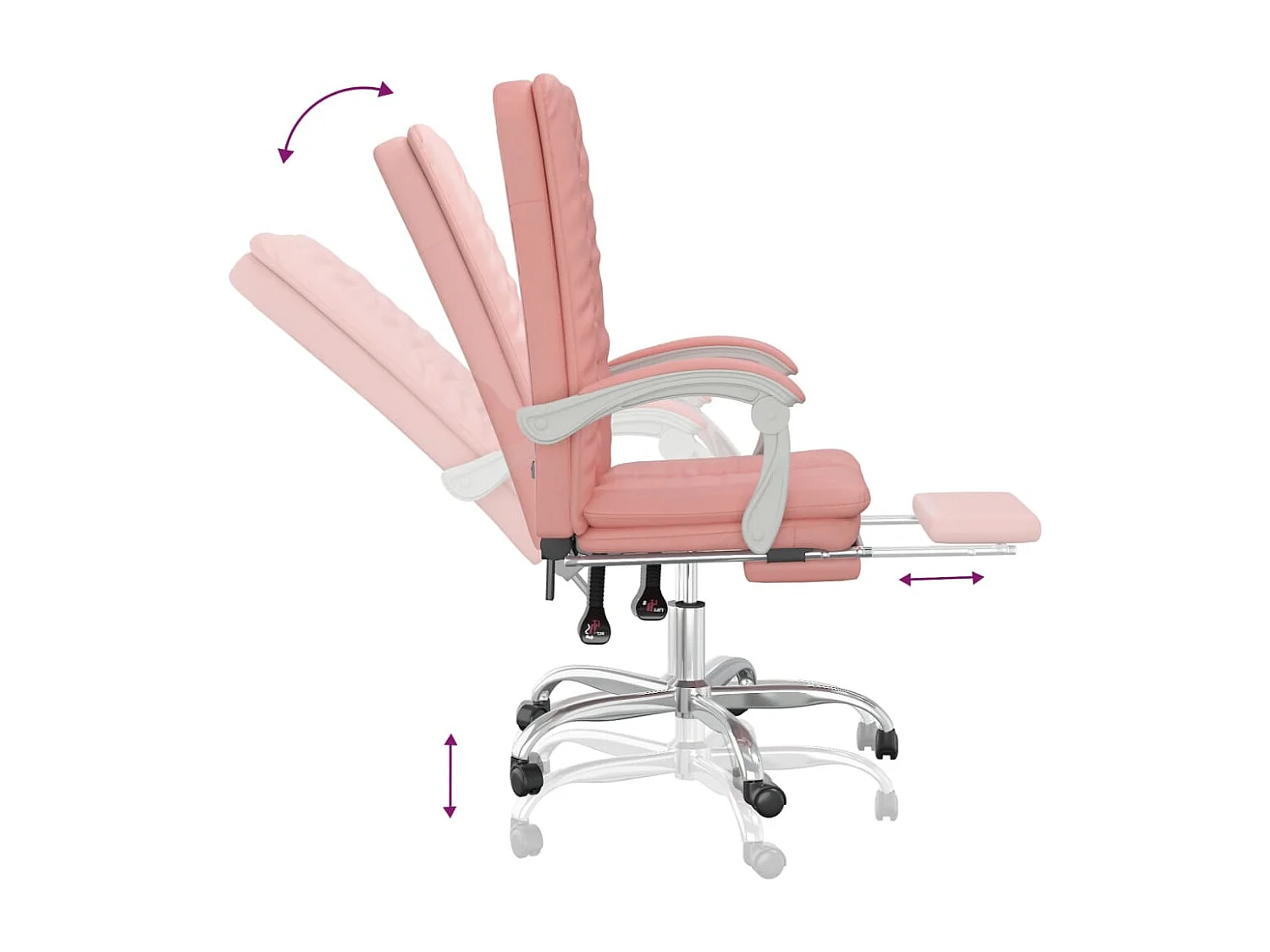 Fauteuil inclinable de bureau Rose Similicuir