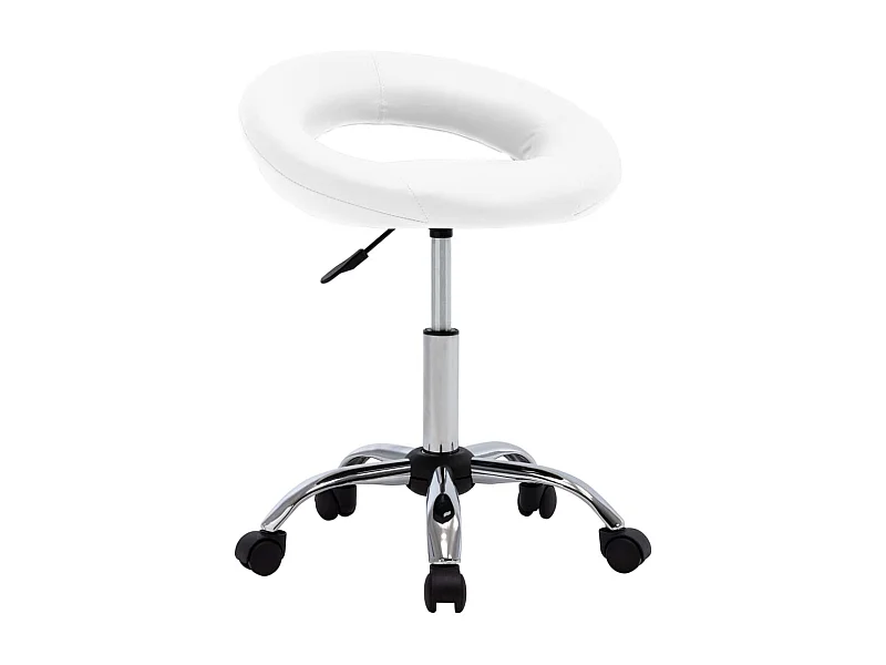 Silla de trabajo con ruedas cuero sintético blanco