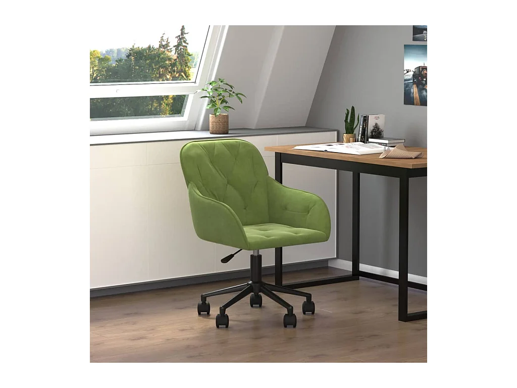 Chaise pivotante de bureau Vert clair Velours
