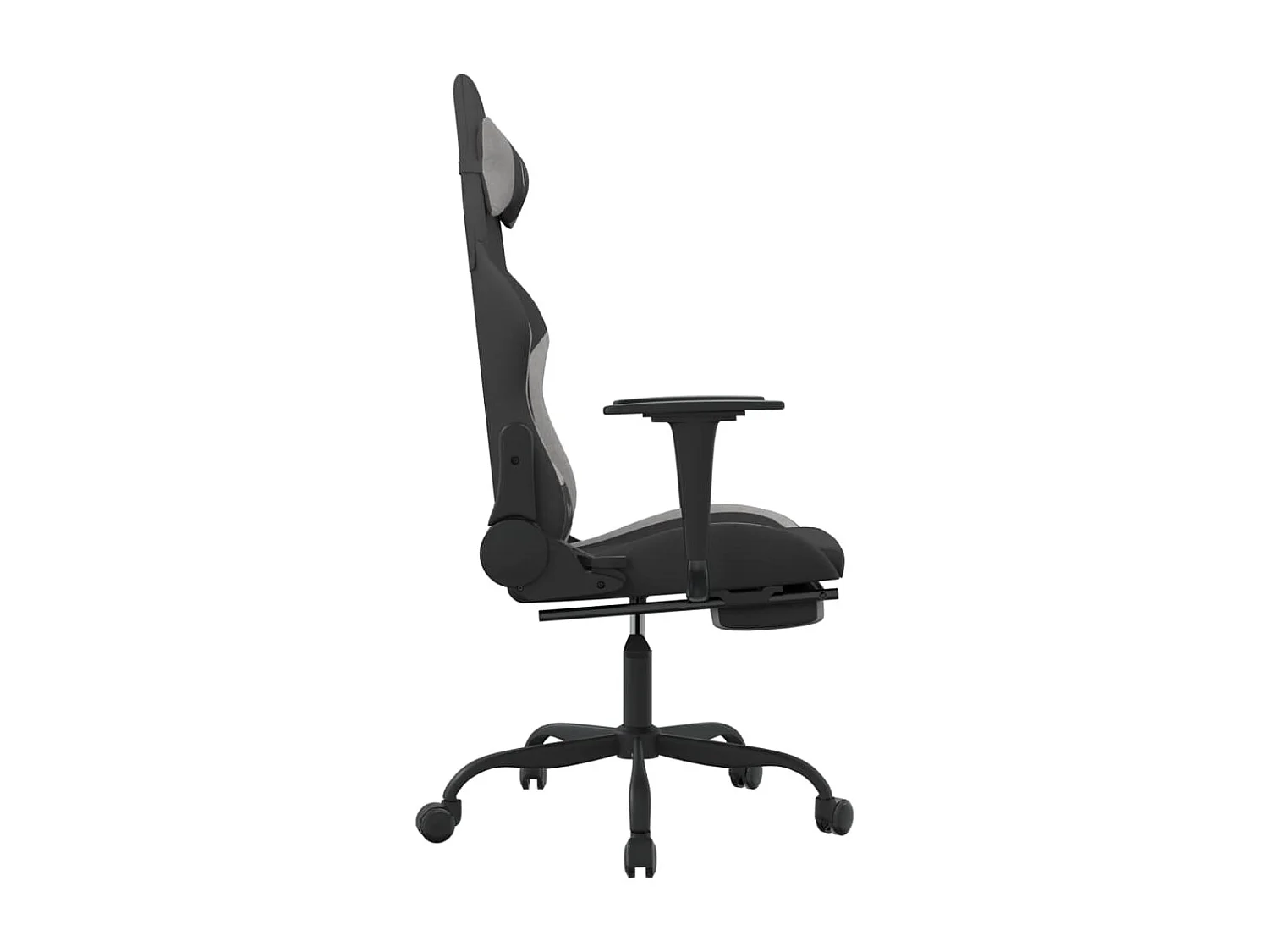 Chaise de jeu de massage repose-pied Noir et gris clair Tissu