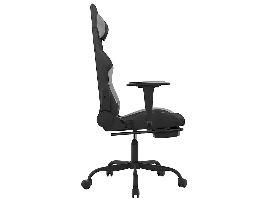 Chaise de jeu de massage repose-pied Noir et gris clair Tissu
