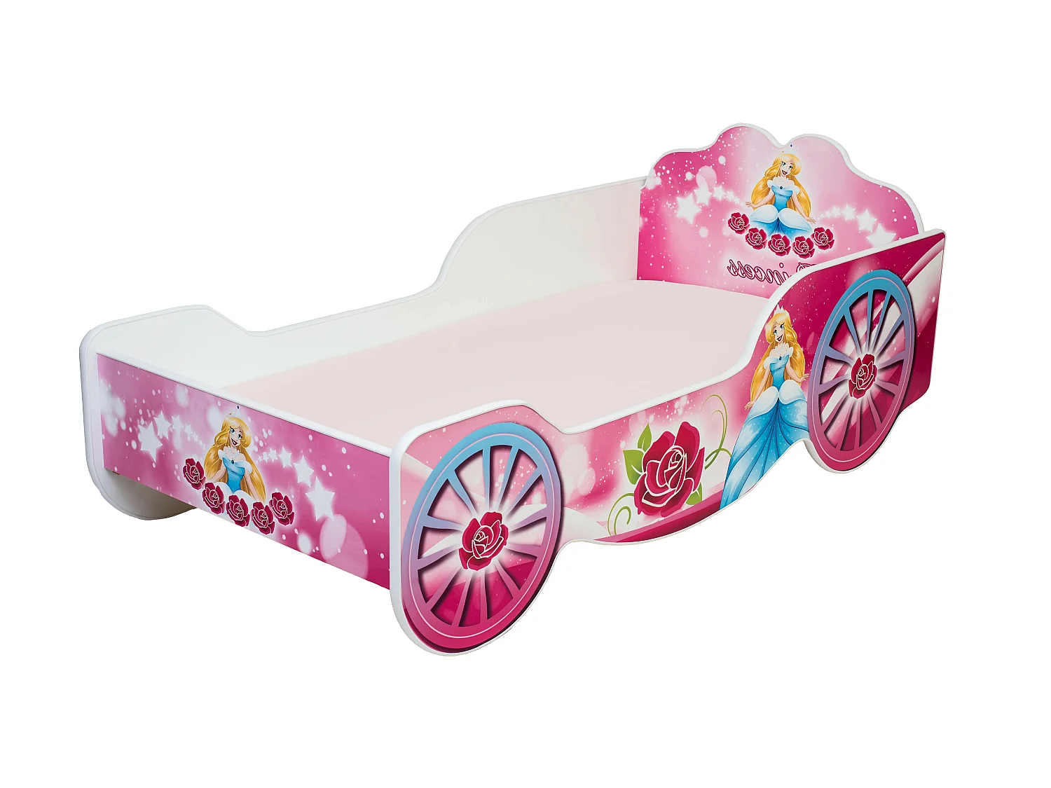 Lit enfant fille Calèche de Princesse avec matelas et sommier inclus - 160 cm x 80 cm