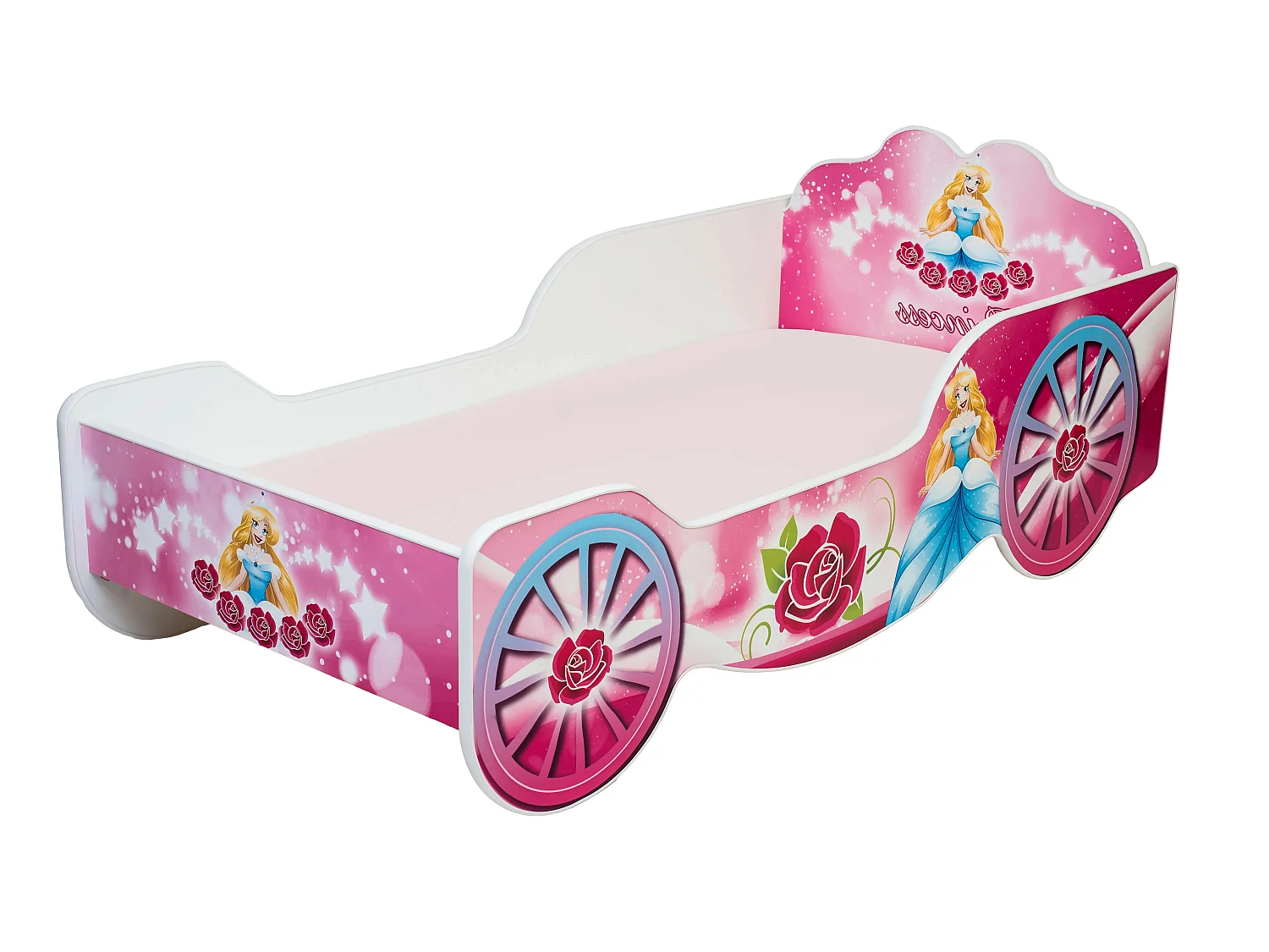 Lit enfant fille Calèche de Princesse avec matelas et sommier inclus - 160 cm x 80 cm