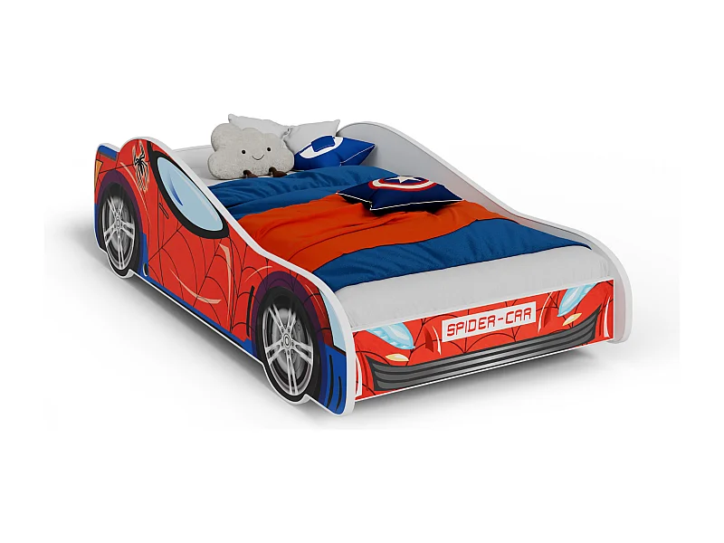 Lit enfant pour garçon voiture spider man avec matelas et sommier inclus - 140 cm x 70 cm