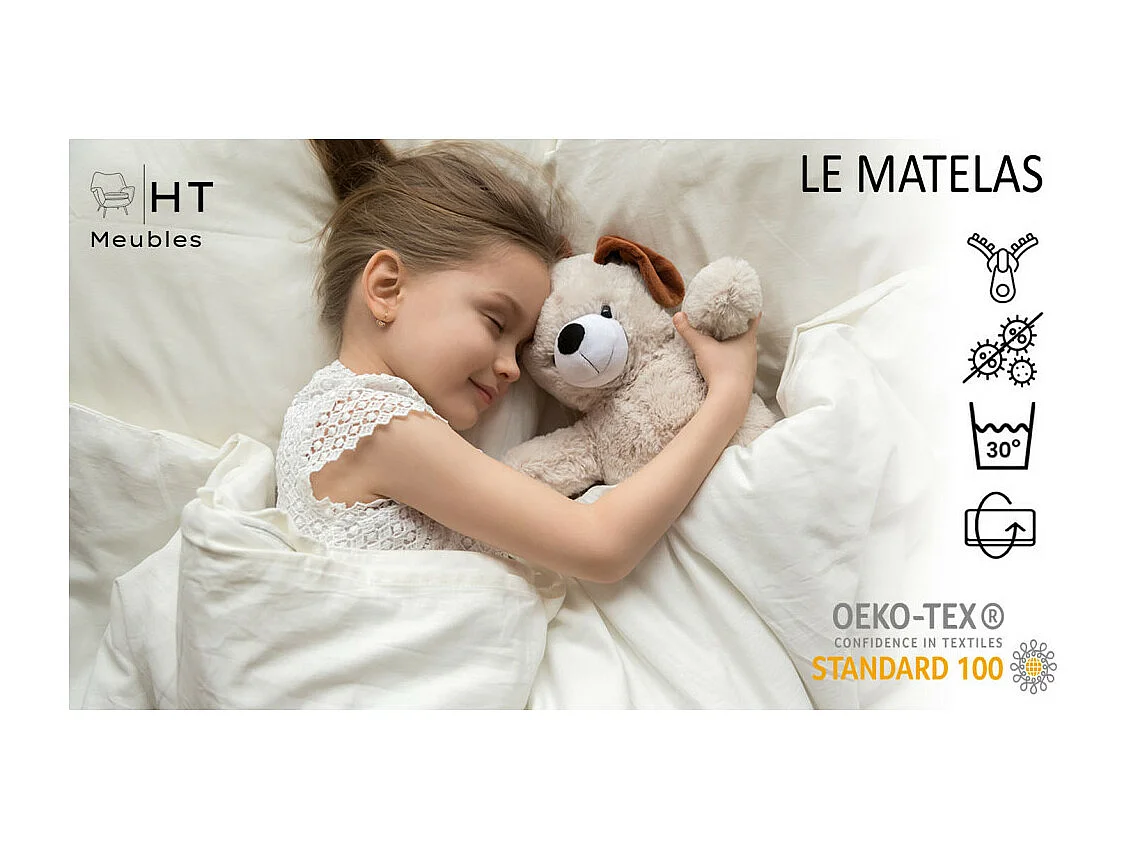 Lit enfant fille voiture licorne rose avec matelas et sommier inclus - 140 cm x 70 cm