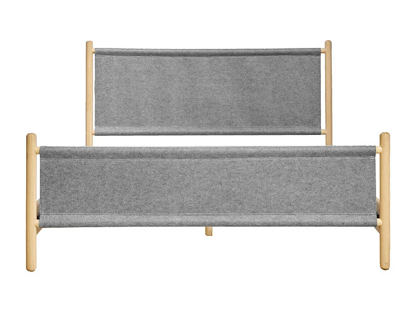 Lit 160 x 200 cm en bois de frêne et feutrine gris - AGDE 7008