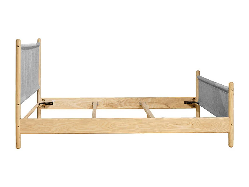 Lit 160 x 200 cm en bois de frêne et feutrine gris - AGDE 7008