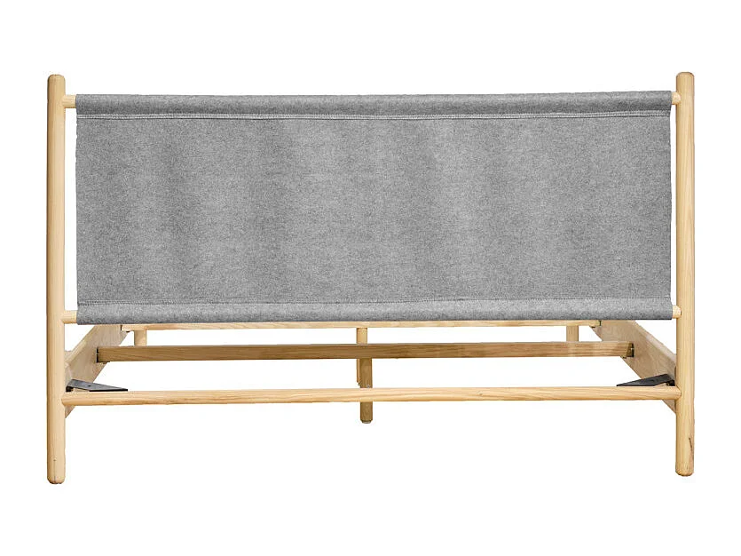 Lit 160 x 200 cm en bois de frêne et feutrine gris - AGDE 7008