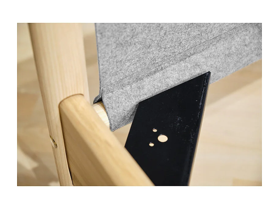 Lit 160 x 200 cm en bois de frêne et feutrine gris - AGDE 7008