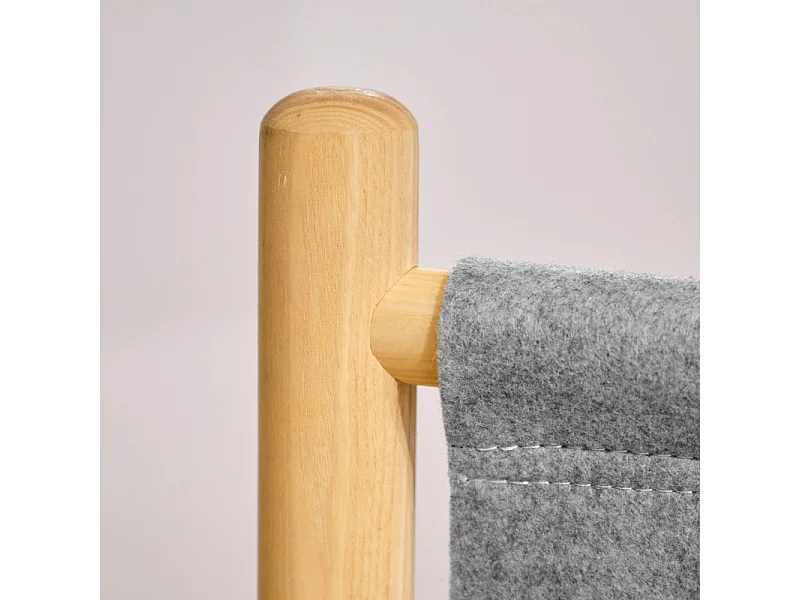 Lit 140 x 200 cm en bois de frêne et feutrine gris - AGDE 6599