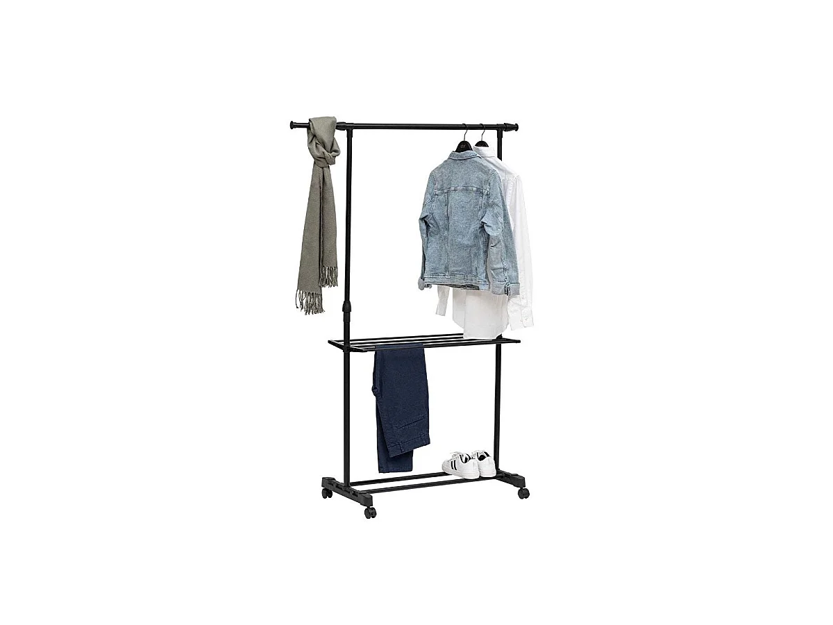 Penderie Portant à vêtements en métal noir avec étendoir H 160 cm
