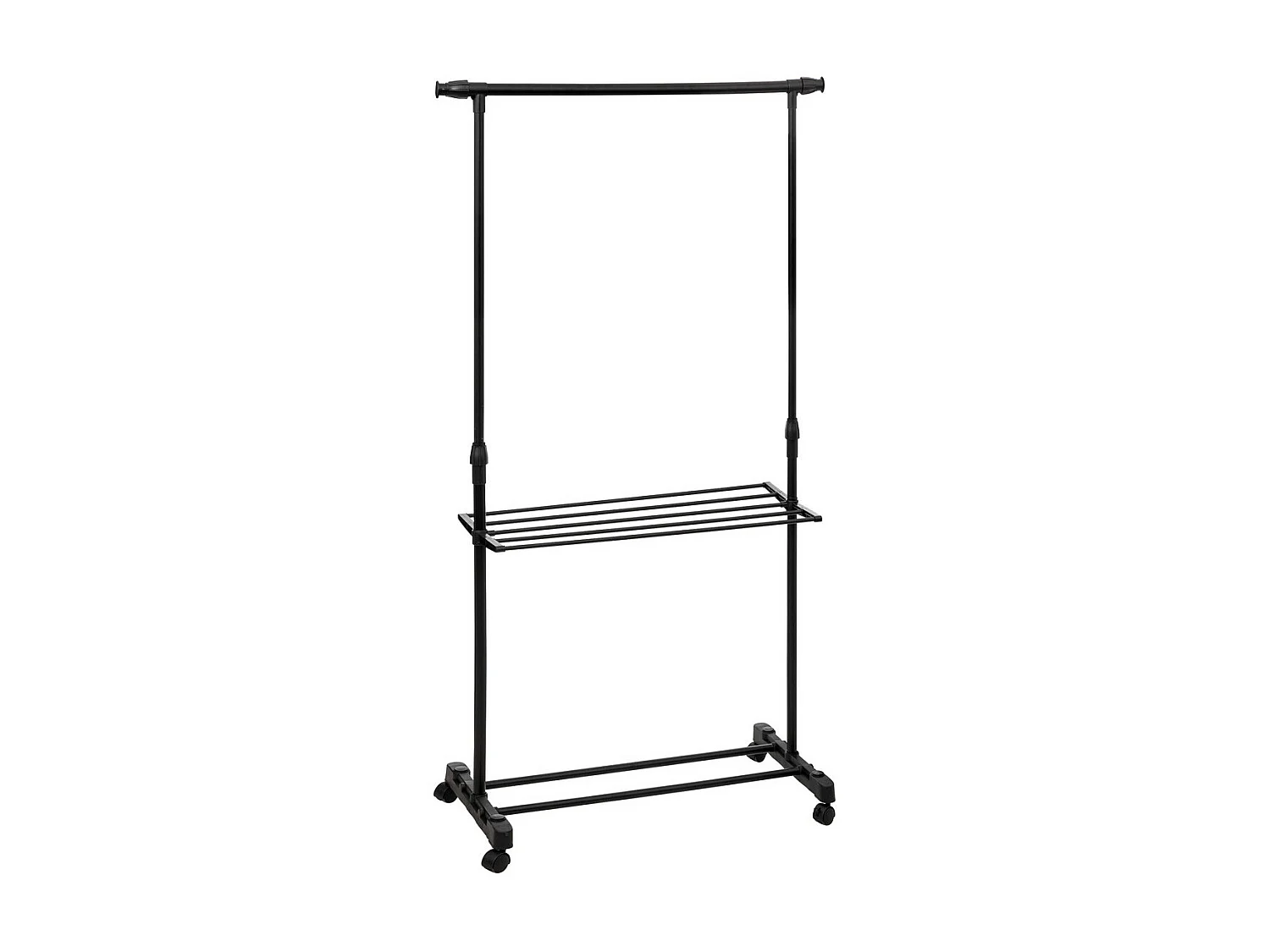 Penderie Portant à vêtements en métal noir avec étendoir H 160 cm