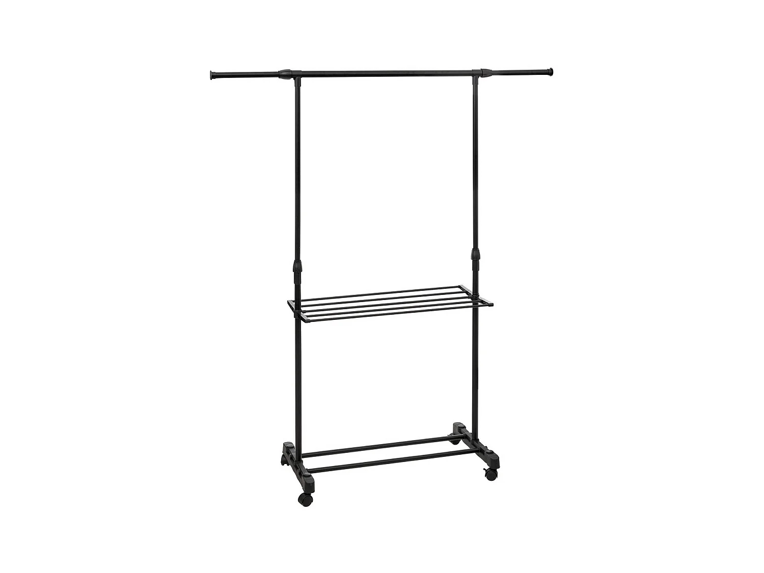 Penderie Portant à vêtements en métal noir avec étendoir H 160 cm
