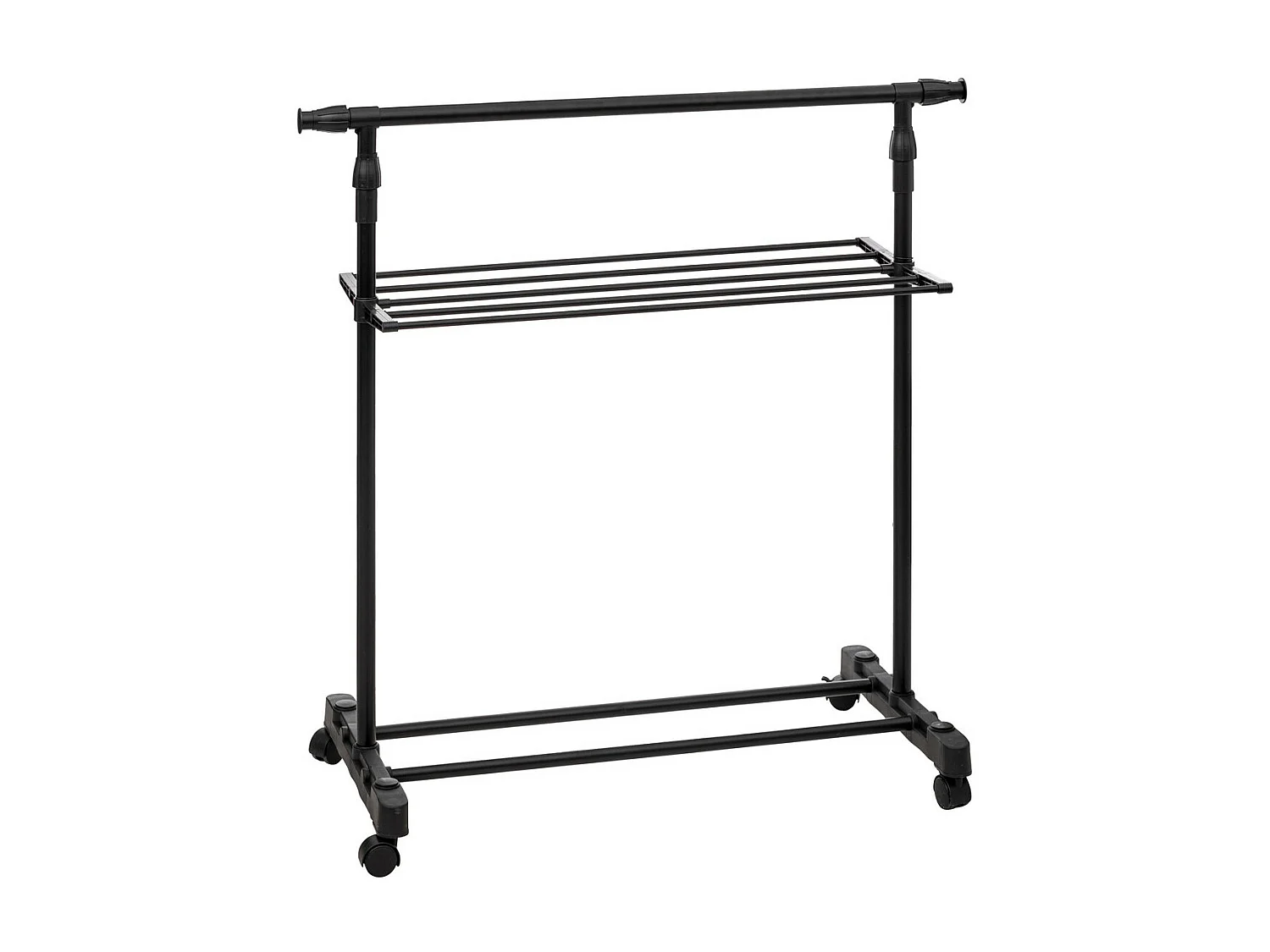 Penderie Portant à vêtements en métal noir avec étendoir H 160 cm