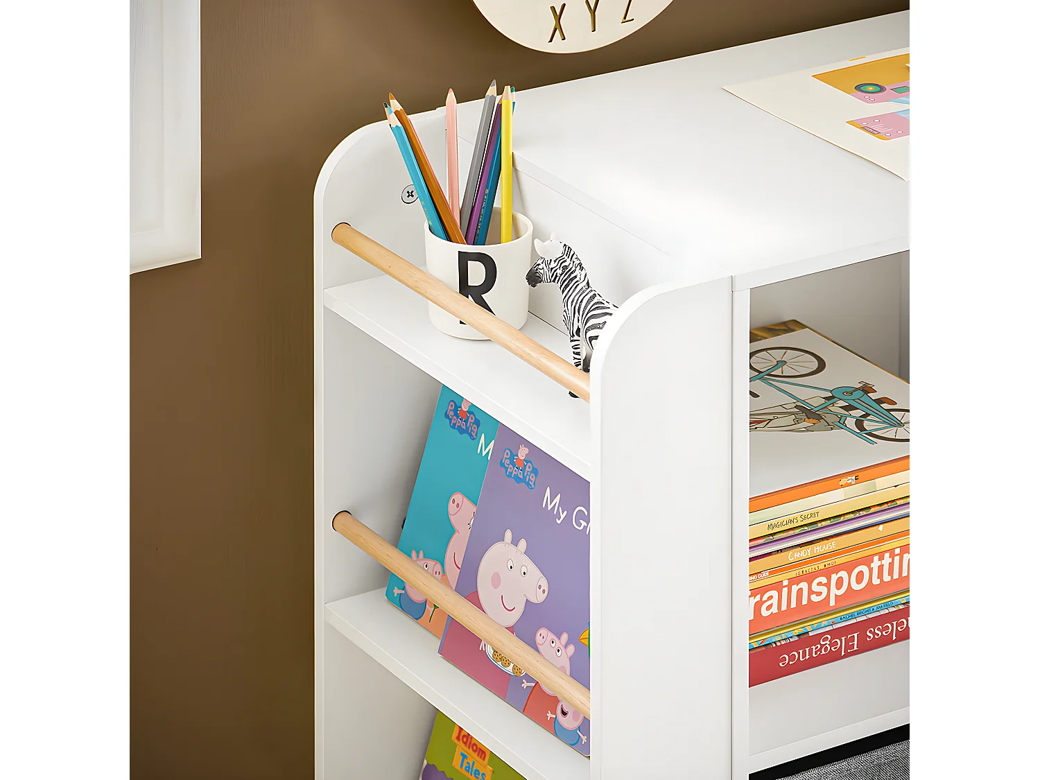 SoBuy KMB85-W Bibliothèque Enfant Étagère de Rangement Jouets pour Enfants Étagère à Livres Rangement Latéral | Prévente