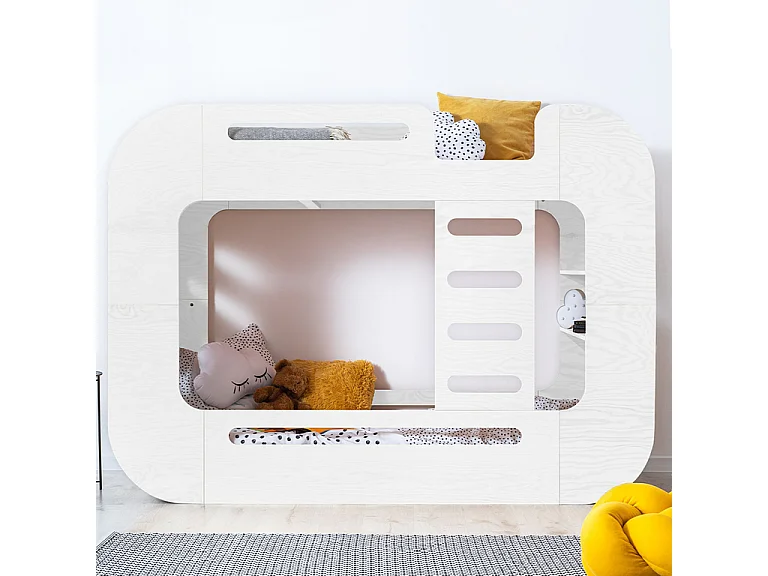 Litera 90x200 escalera a la derecha con somier Nadège Blanco