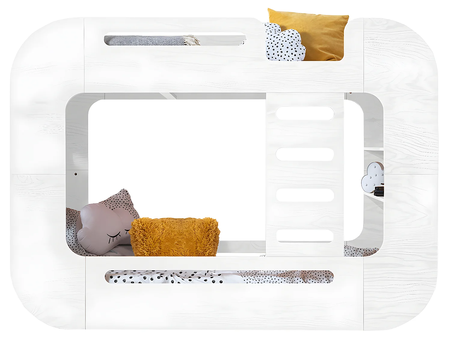 Lit superposé 70x140 échelle à droite sommier inclus Nadège Blanc