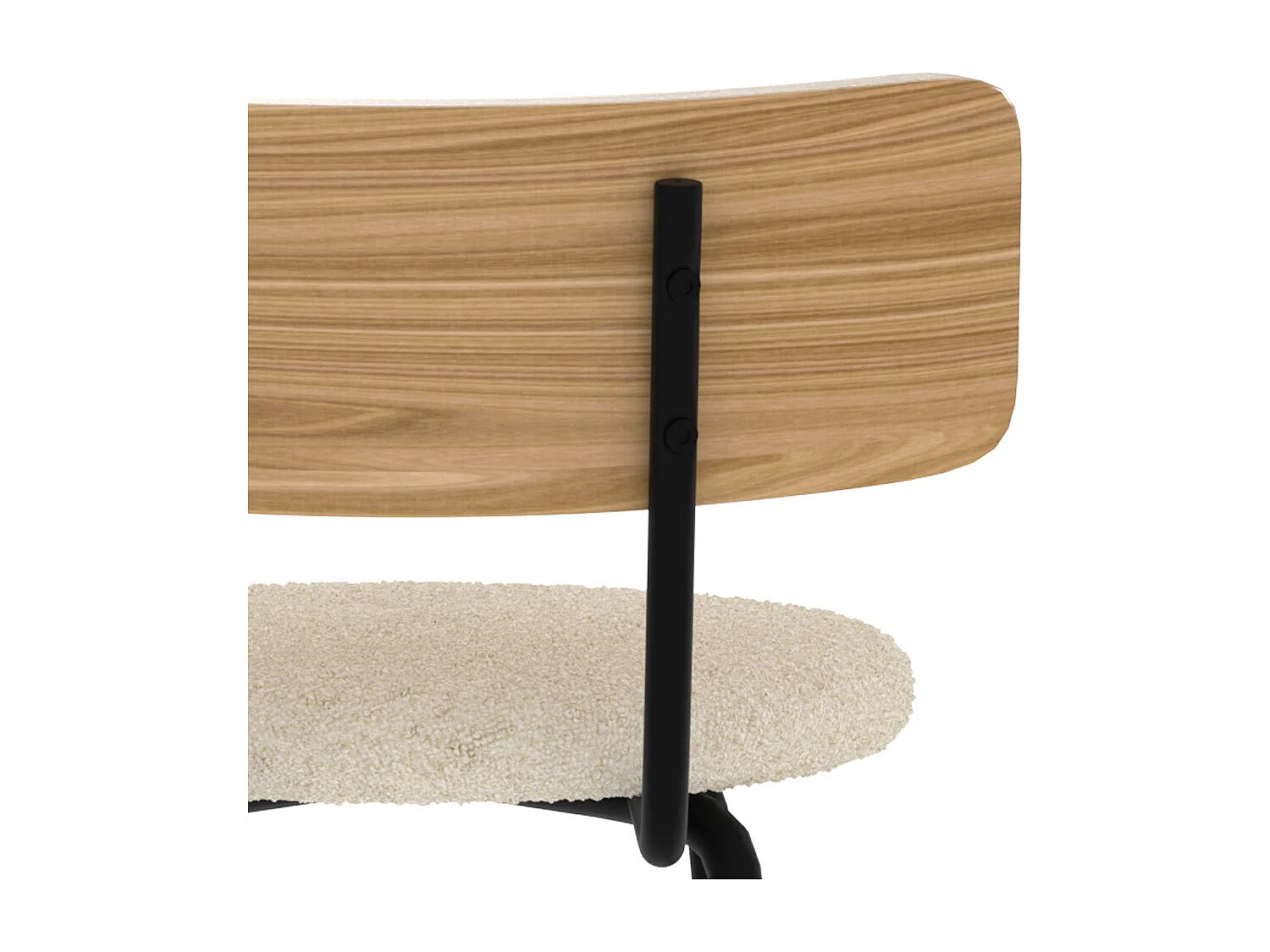 Lot de 2 chaises pour îlot central 64 cm en tissu bouclé blanc cassé - Alize