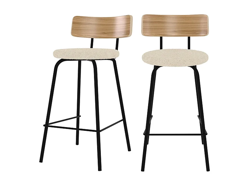 Set di 2 sedie per isola centrale in tessuto riccio bianco sporco 64cm - Alize