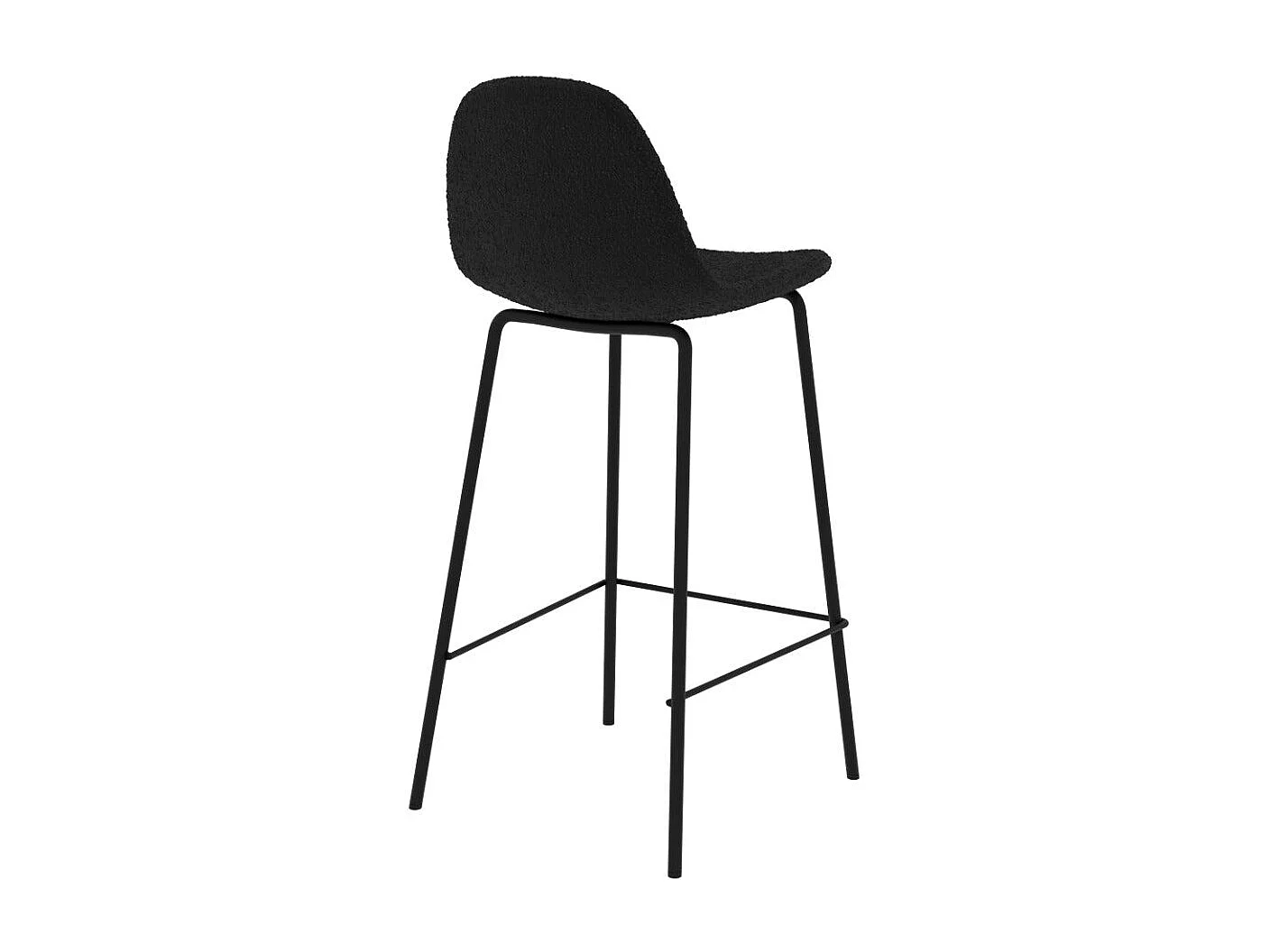 Lot de 2 chaises pour îlot central 65.5 cm en tissu bouclette noir - Henrik