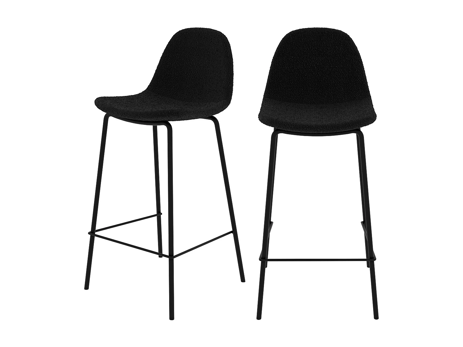 Set di 2 sedie per isola centrale 65,5 cm in tessuto bouclè nero - Henrik